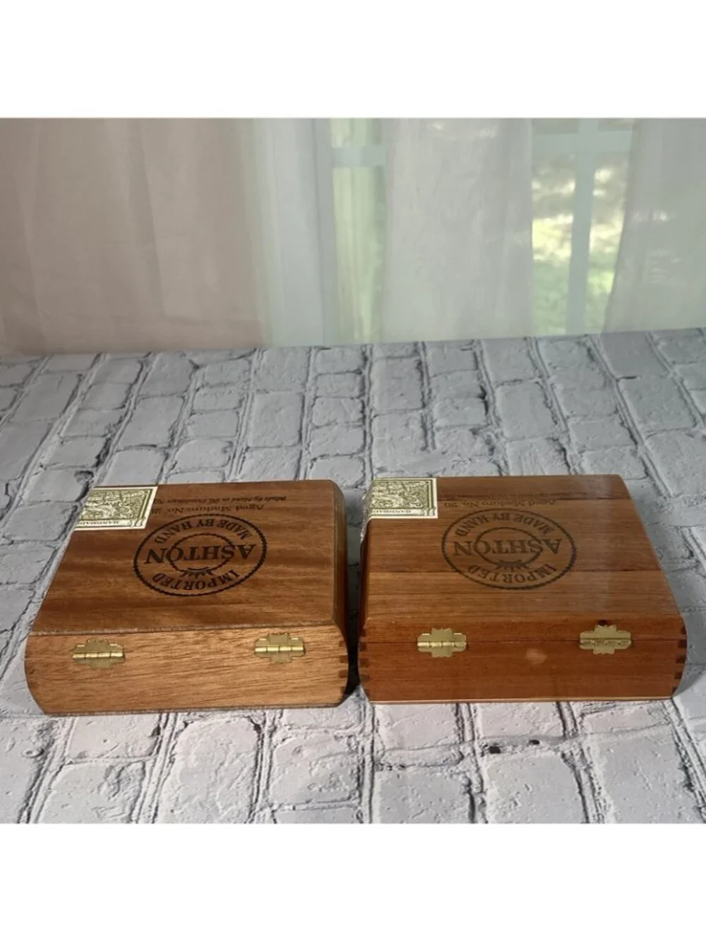 Lot Of 2 Empty Wooden Cigar Box Ashton Aged Maduro No. 20 6.75”x 6”x 2.5”